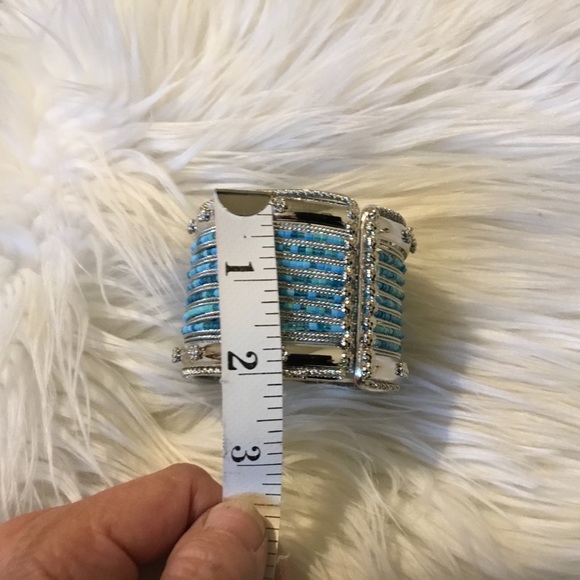 Hinged Silver & Bead Hinged Bangle Bracelet- Size Medium - Picture 8 of 12